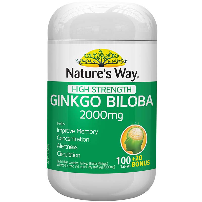Tuần hoàn não Nature’s way Ginkgo biloba 2000