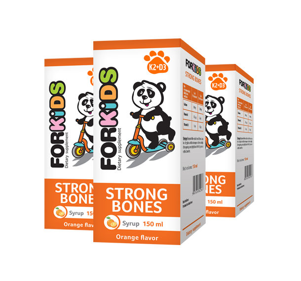 FORKIDS STRONG BONES Siro bổ sung Canxi, Vitamin D3, Vitamin K2 cho bé (hương cam)