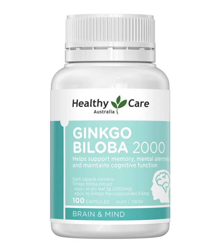 Viên tuần hoàn não Ginkgo Biloba Healthy Care Úc 2000mg