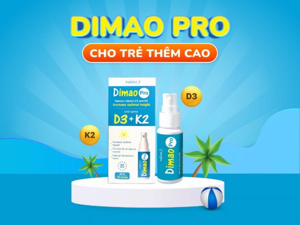 Xịt Dimao Pro Vitamin D3K2 – tăng chiều cao tối đa, con thoát gen còi