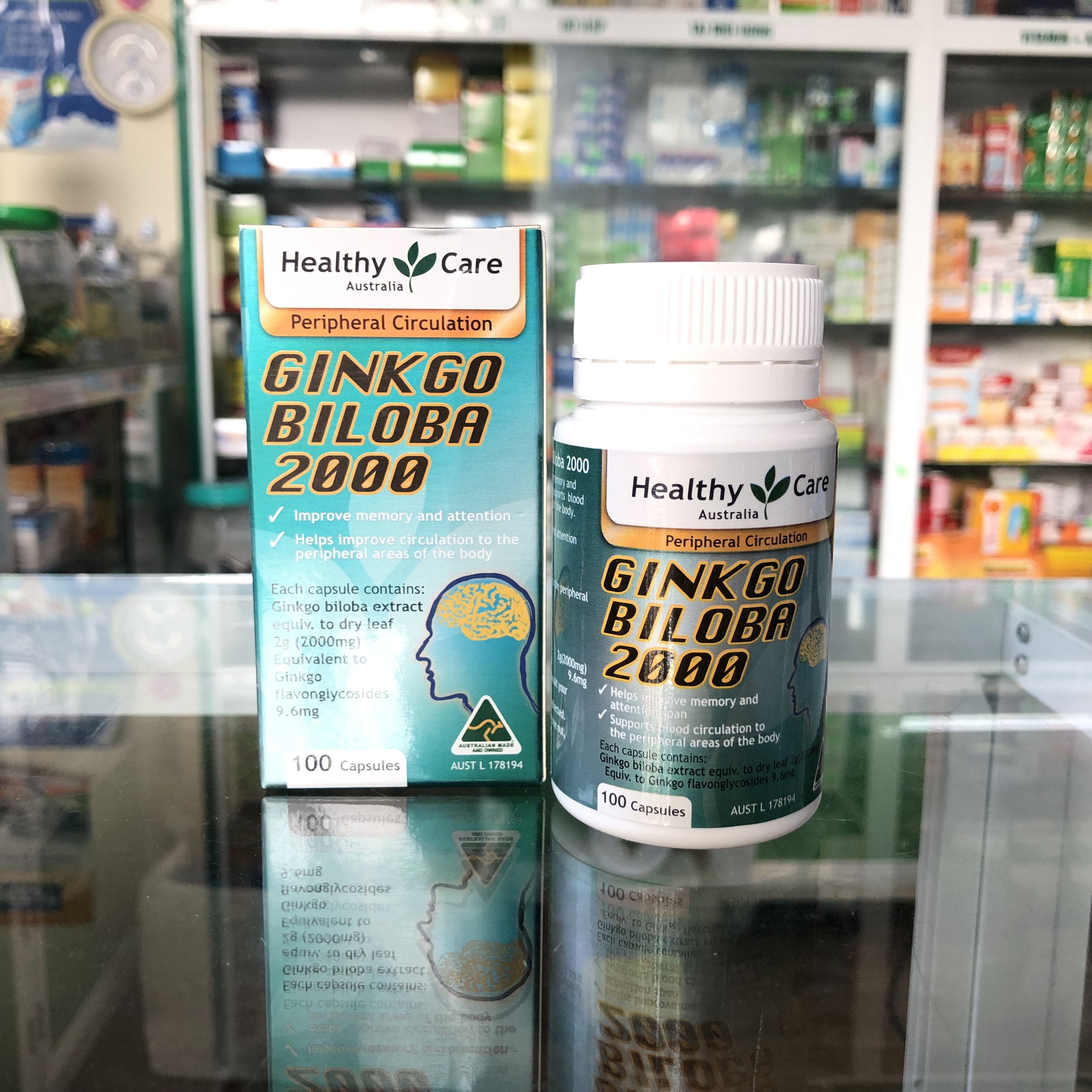 Viên tuần hoàn não Ginkgo Biloba Healthy Care Úc 2000mg